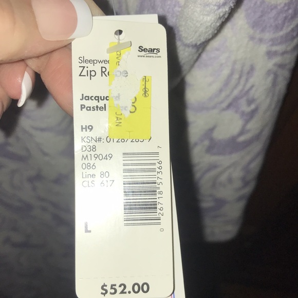 NWT Jaclyn Intimates long fleece satin trim full zip pastel sleepwear ro… - Picture 3 of 8